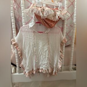 Ric rac and ruffles swimsuit cover up and matching bottoms